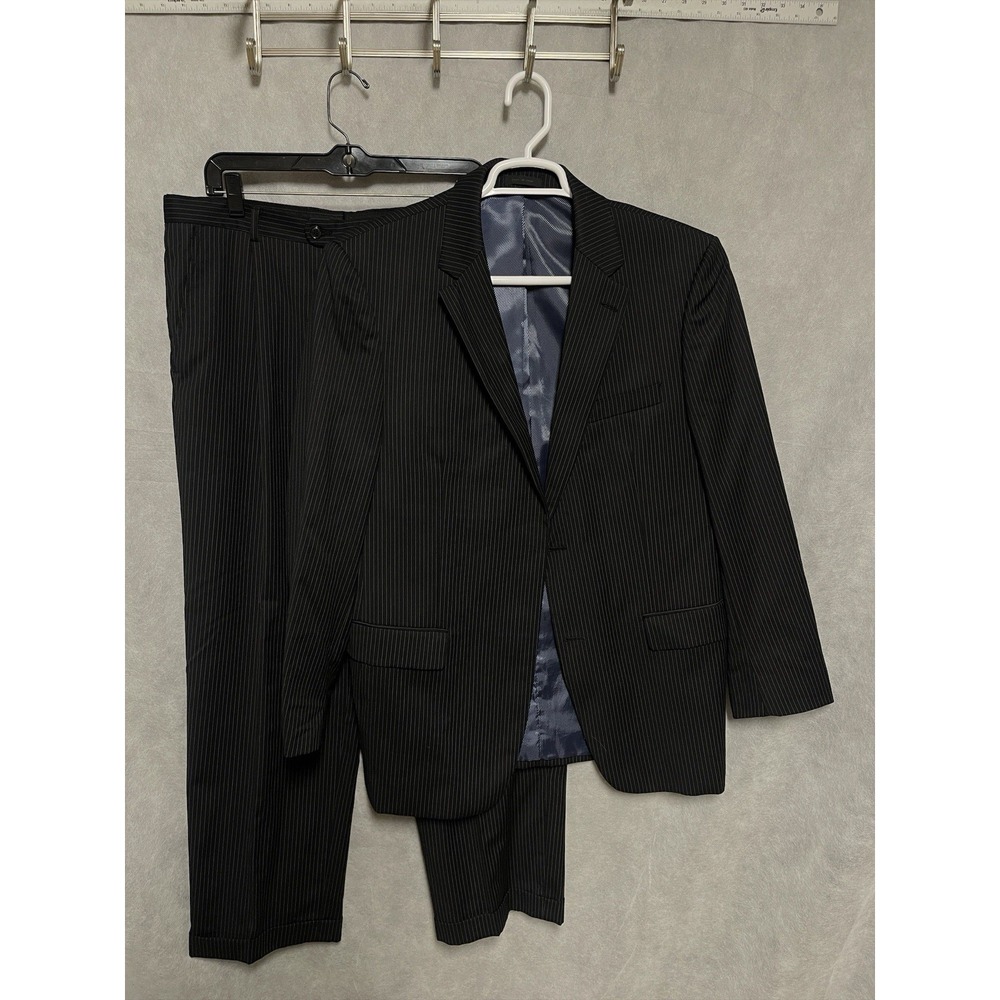 Fumagalli Suit Men 42R Black Gray Stripes‎ Wool Academia Career 34x30 Pants Luxe